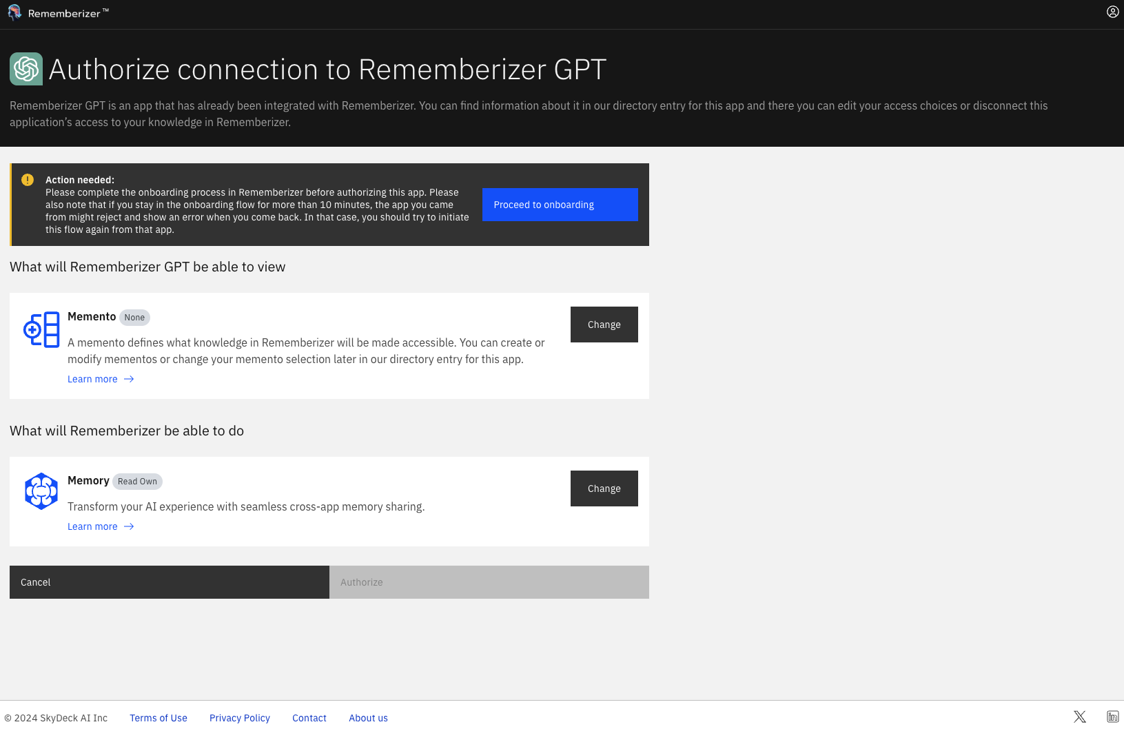 Autorisierungsbildschirm
