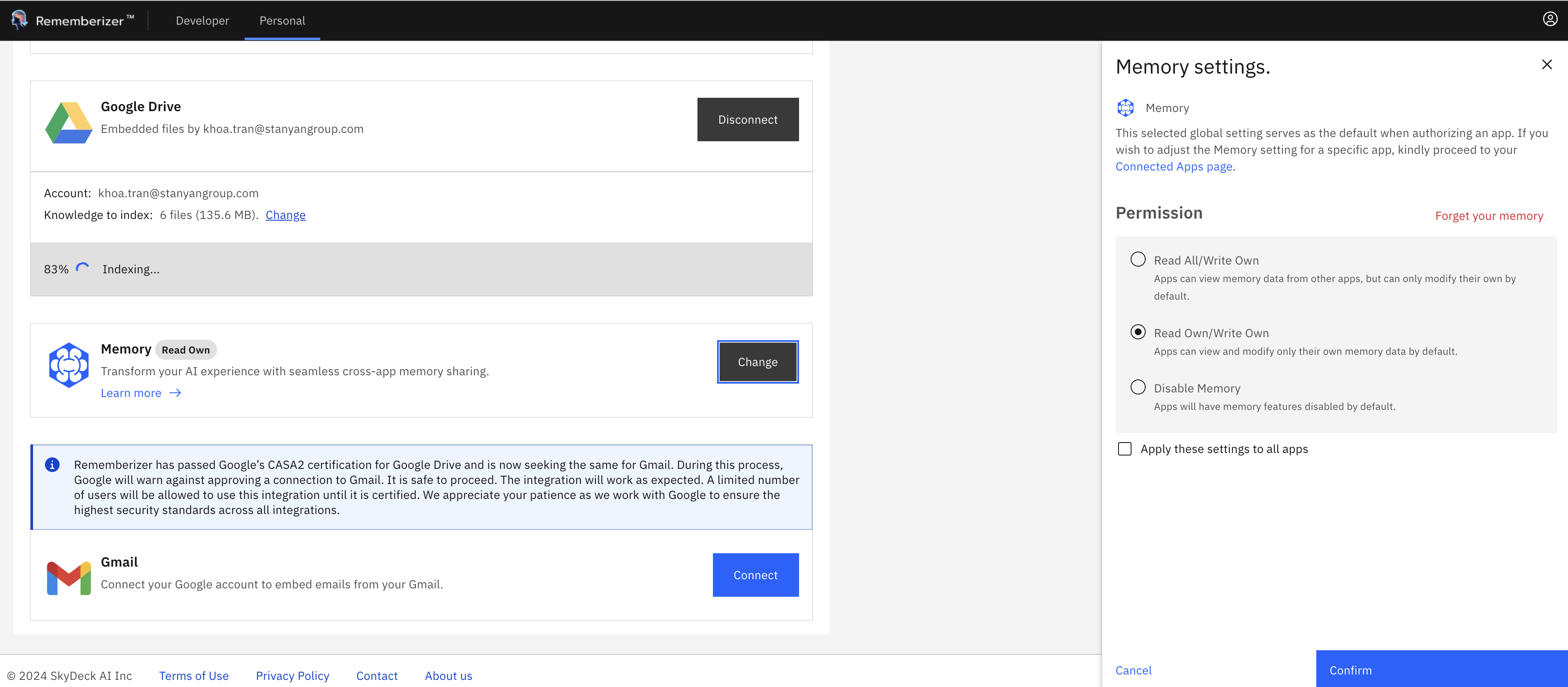 Speicher konfigurieren auf der Wissensseite
