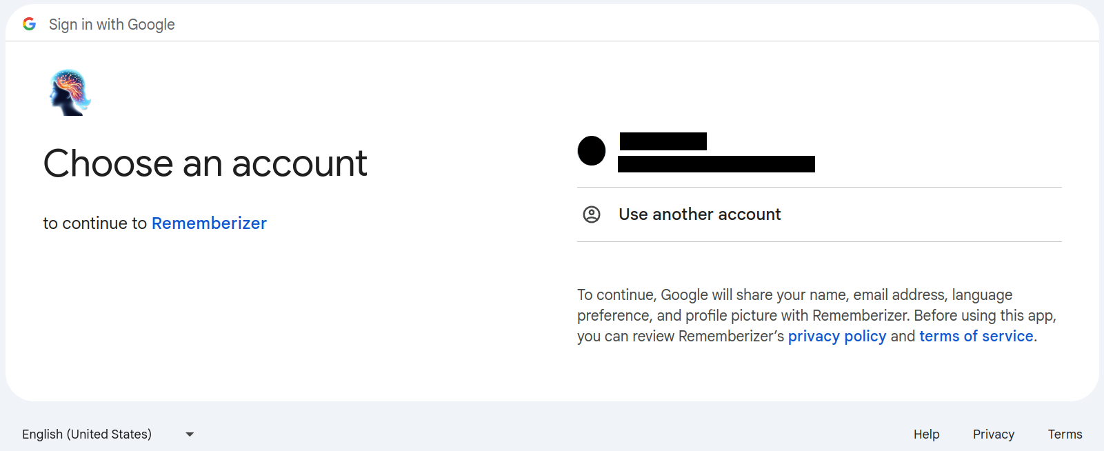 Auswahl des Google-Kontos