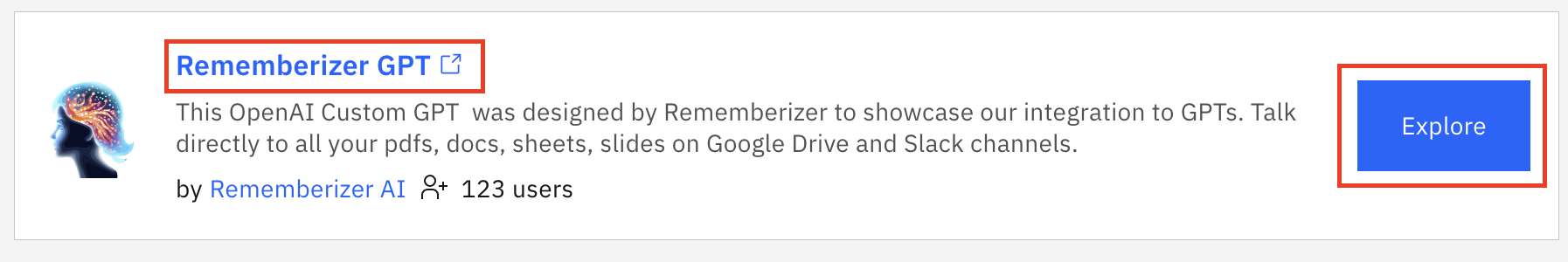 Name der App und Erforschen-Schaltfläche
