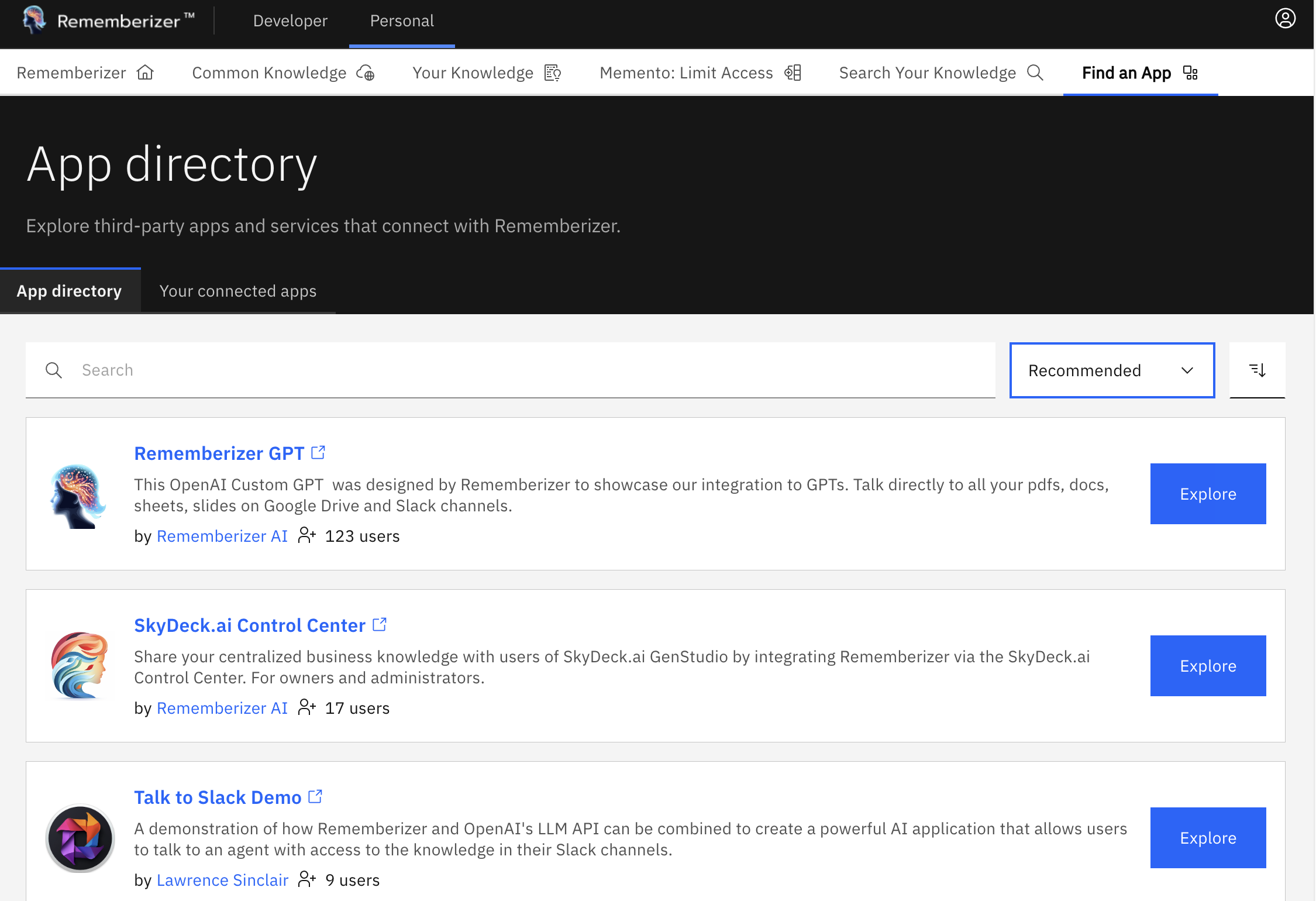 App-Verzeichnis-Seite